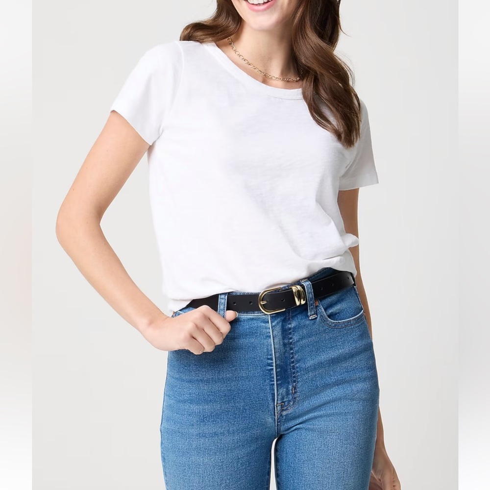 NWT J Crew Factory Short-sleeve girlfriend crewneck tee, size L White